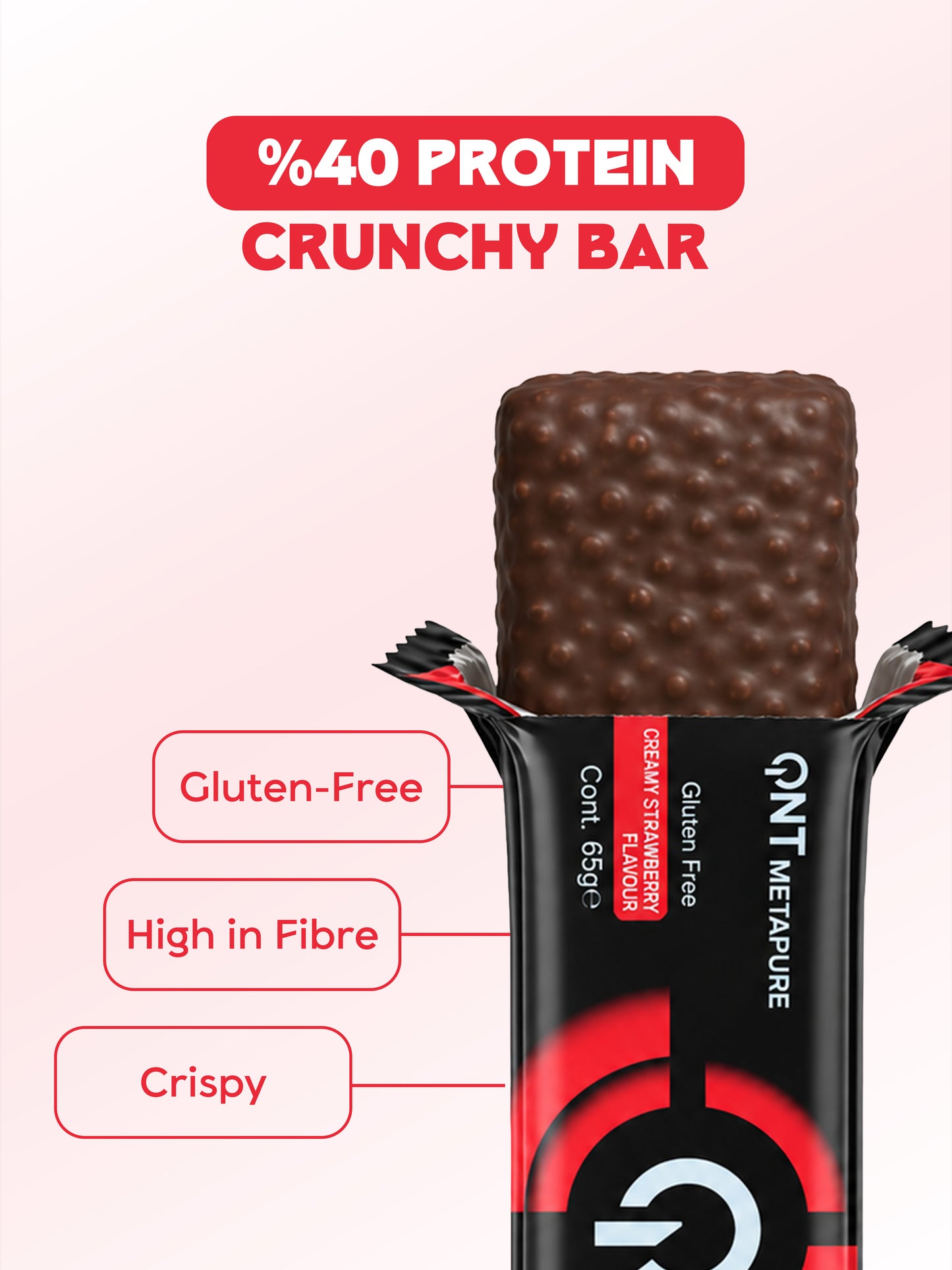 40% Protein Crunchy Bar (Creamy Strawberry) 12X65g