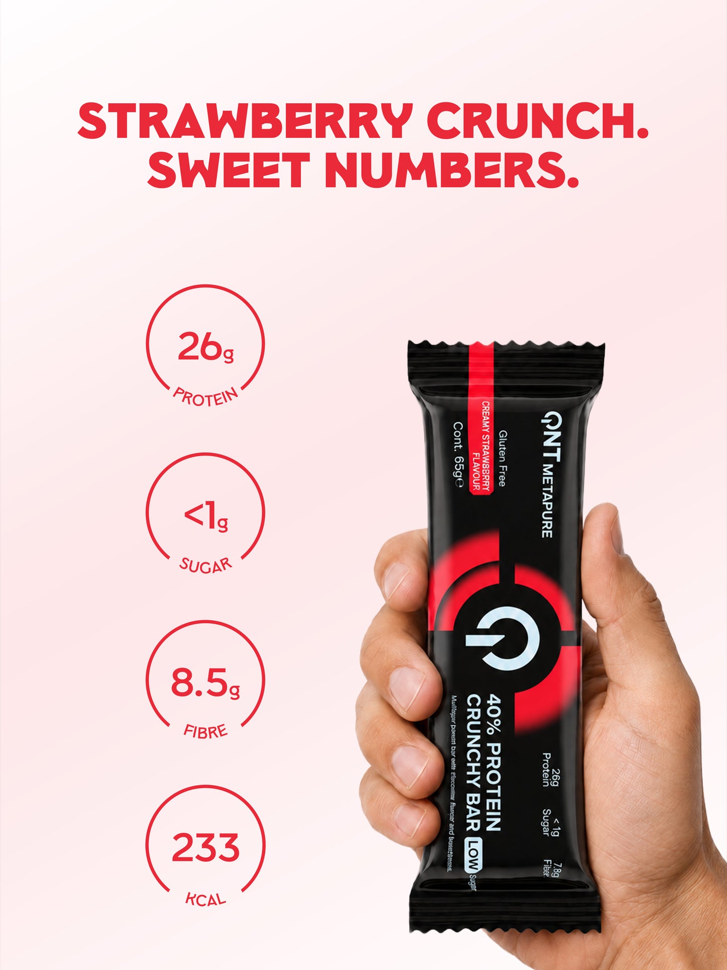 40% Protein Crunchy Bar (Creamy Strawberry) 12X65g